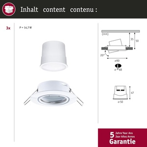 Juego de luces empotradas LED Paulmann 3x4.9W 430lm Blanco cálido 3000K Zigbee regulable 89mm con base de plástico blanca - Product Image 6