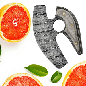 Cuchillo Ulu de Acero de Damasco con Mango de Resina y Madera Pakka, Punta Caída, DIY OEM/ODM, para Cocina, Picar, Preparar Alimentos, Rebanar y Cortar en Cubos - Product Image 2
