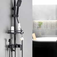 Ensemble de robinetterie de douche à 4 fonctions, montage mural, noir mat, acier inoxydable, système de mitigeur de douche pour hôtel, appartement, OEM