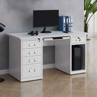 Bureau en acier et table d'ordinateur avec tiroirs et armoire verrouillables, table de travail en métal pour le bureau, l'école et le rangement au lieu de travail