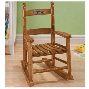 Personnalisé Enfants Chaise Berçante/Classique Design À Bascule et Construction En Bois Dur/Finition Naturelle avec La Police Bleue - Product Image 2
