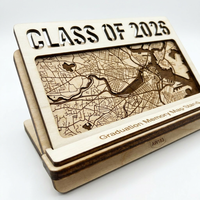 Support de carte souvenir de diplôme personnalisé 2026 en contreplaqué 3D superposé, décoration de bureau, service de personnalisation de carte locale, souvenir
