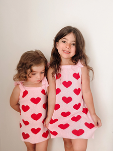 Vestito per Bambina in Morbidissimo Cotone 100% con Cuori, Lavorato a Maglia, per Primavera e Autunno - Product Image 5