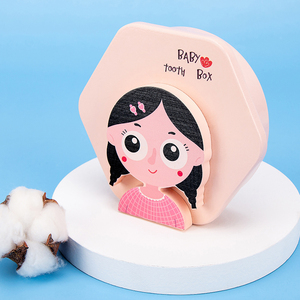 Personnalisé bois artisanat souvenir bébé <span class=keywords><strong>dent</strong></span> Macaron boîte <span class=keywords><strong>de</strong></span> rangement support dents économiseur dessin animé Animal cadre boîtes pour enfants garçons filles - Product Image 3