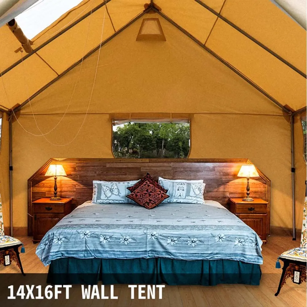 Tenda da parete in tela PVC battente per tenda grande tenda impermeabile 6-8 persone campeggio all'aperto per fare escursioni a caccia