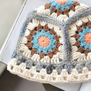 Chapeaux en crochet faits main unisexes colorés en gros, chapeaux bob tricotés personnalisés, chapeaux de voyage en acrylique courant, 56-58cm de haut - Product Image 4