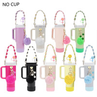 Ensemble d'accessoires de bar certifiés écologiques et réutilisables : Bouteille d'eau 40/30oz avec paille, poignée et sangle en silicone anti-déversement
