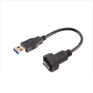 IP67 USB 3.0 מחבר נקבת תקע זכר חיצוני עמיד למים תעשייתי סטנדרטי usb עם 1M 30cm 50cm 1.5M כבלים