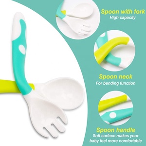 Tùy Chỉnh Uốn Cong Bé Ngã Ba Và Muỗng Kết Hợp Vật Liệu Cấp Thực Phẩm Sản Xuất Muỗng Lớn Bé Muỗng Nĩa Flatware Đặt BOOSMAI - Product Image 5