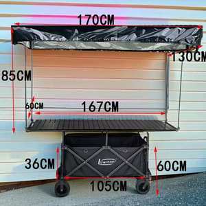 Carrito de Compras Plegable con Mesa, Ruedas Todoterreno de Metal, Diseño de Elevación Alta para Mercado Nocturno y Barbacoa - Product Image 2