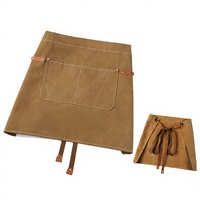 Tablier de travail vintage en toile avec logo personnalisé, poches et taille ajustable, pour barista, café, restaurant, fleuriste, hommes et femmes