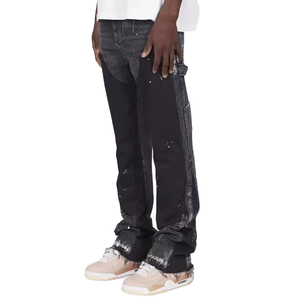 Pantalones acampanados personalizados para hombre, ropa de calle Vintage de alta calidad, pantalones <span class=keywords><strong>vaqueros</strong></span> acampanados personalizados con pintura de grafiti - Product Image 3