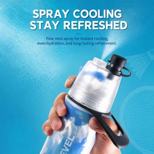 Botella de Agua Deportiva Multifuncional para Ciclismo, Mantiene la Bebida Fría, 500 ml, Plástico PE, Doble Pared, con Pulverizador de Niebla, Tapa a Presión y Asa - Product Image 3