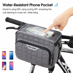 WEST BIKING Sacoche de guidon de vélo 3-en-1 grande capacité étanche avec écran tactile pour téléphone, pour VTT et vélo de route - Product Image 4