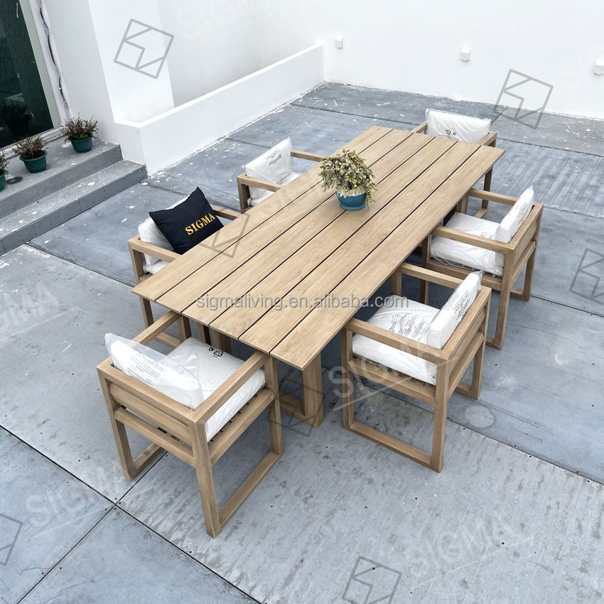 Luxury Teak Wood Frame Patio Outdoor Furniture Garden Sofa Set Hotel Courtyard Outdoor Sofa Teak Sofas