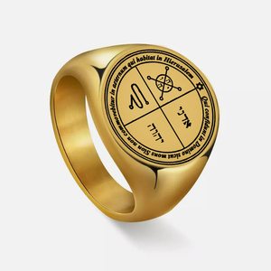 Anillo de Acero Inoxidable R136, Pantaculón de Júpiter, para que los Espíritus de Júpiter le obreñigan, Defiende y Protege al Mago, Joyería - Product Image 4