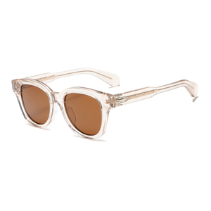 Gafas de Sol de Acetato de Diseño Reciente, Monturas Redondas Clásicas, Gafas de Sol Polarizadas Marrones UV400 de Alta Calidad para Mujer, Gafas Deportivas - Product Image 1
