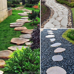 Conception d'aménagement paysager extérieur de jardin super bon marché Pierres de galets de rivière coupées Ardoise pas à pas et marches pavées pavées au sol - Product Image 2
