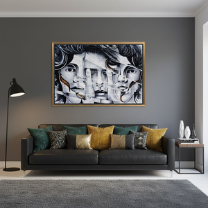 Modern Printed <b>Canvas</b>: Elegant Graffiti Art Wall Decor,GOLD <b>FRAMED</b> <b>CANVAS</b> - Product Image 3