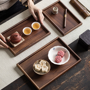 Walnut Wood Teacup <b>Tray</b> Solid Wood <b>Tea</b> Serving <b>Tray</b> For Household And Restaurant Use Elegant Design With Food Safe Surface - Product Image 1