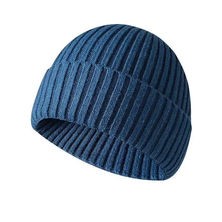 Topi musim dingin hangat harian kualitas tinggi untuk pria dan wanita klasik akrilik kosong Logo kustom tebal rajutan berat Beanie manset