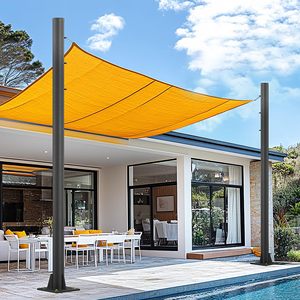 Poteaux <span class=keywords><strong>de</strong></span> voile d'ombrage robustes en acier avec crochets soudés, gris mat/gris sable foncé, pour terrasse extérieure, jardin - Product Image 5