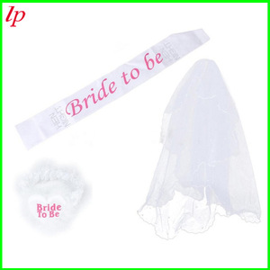 Ensemble de voile de mariée avec ceinture et jarretière, 3 pièces, accessoires de mariage pour enterrement de vie de jeune fille - Product Image 1