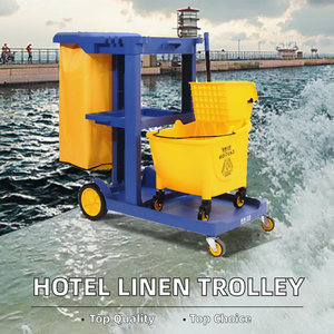공장 직접 다기능 호텔 린넨 카트 객실 청소 입구를위한 양동이가있는 위생 전용 작업 트롤리 - Product Image 2