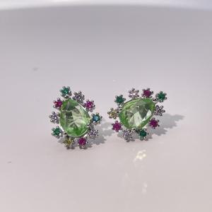 ต่างหูแบบติดหูทรงลูกแพร์ประดับเพชรซิคอนหลากสี ดีไซน์หรูหราเบาๆ สไตล์วินเทจ ชุบทองบนทองเหลือง จาก Tianyu Gems สำหรับผู้หญิง - Product Image 4