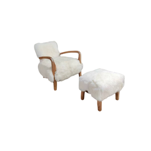 <span class=keywords><strong>Fauteuil</strong></span> d'appoint moderne <span class=keywords><strong>en</strong></span> <span class=keywords><strong>peau</strong></span> <span class=keywords><strong>de</strong></span> <span class=keywords><strong>mouton</strong></span> avec ottoman, structure <span class=keywords><strong>en</strong></span> bois massif, chaise longue <span class=keywords><strong>en</strong></span> laine pour salon et chambre à coucher - Product Image 6