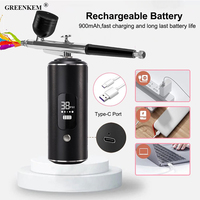 Pistolet Aérographe Portable 38PSI avec Écran LCD, Kit Aérographe Sans Fil pour Ongles, Compresseur d'Aérographe Automatique pour Peinture d'Art Ongulaire