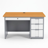 Escritorio de Oficina Moderno de Madera con 3 Cajones, Escritorio de Computadora de Metal y Acero, Muebles de Oficina para el Hogar, 120 cm