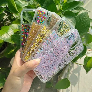New Dried Real Flower Clear Armor Back Cover Shockproof Full Covered Epoxy Craft Glue Glitter Phone Case For IPhone 13 14 15 Pro