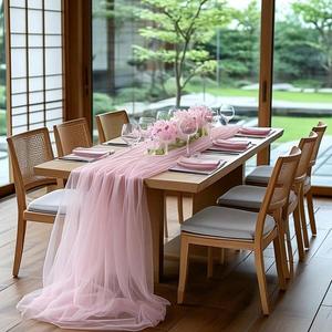<span class=keywords><strong>Chemin</strong></span> <span class=keywords><strong>de</strong></span> <span class=keywords><strong>table</strong></span> <span class=keywords><strong>de</strong></span> mariage en tulle uni, décorations <span class=keywords><strong>de</strong></span> guirlandes pour événements oniriques, vente en gros - Product Image 2