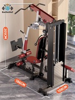 Machine de musculation multifonction robuste avec poids de 73 kg, crossover à câbles et station triceps, machine de tirage vertical