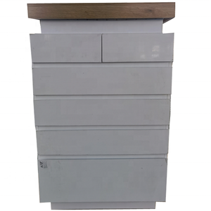 Tocador de 6 cajones de alto brillo moderno blanco contemporáneo con luces LED Gabinete de madera para dormitorio Sala de estar Muebles para el hogar - Product Image 3