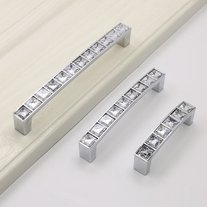 Crystal Drawer Pulls Luxury Chrome Gold Color <strong>Diamond</strong> studded Wood Furniture <strong>Cabinet</strong> Door Crystal Handles - Product Image 2