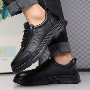 Chaussures décontractées en cuir pour hommes, bout rond, lacets, doublure en maille respirante, semelle extérieure en caoutchouc, semelle intermédiaire en EVA, toutes saisons, pour l'extérieur - Product Image 3
