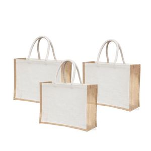 Reusable Jute <b>Gift</b> With Handles Water Resistant Beach Shopping Totes for Bridesmaid Diyshopping Wedding <b>Bag</b> - Product Image 1