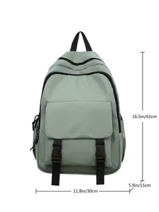Simple Unisex Multifunctional Casual <b>Backpack</b> <b>Large</b> Capacity <b>School</b> Bag With Zipper Closure Pure Colour Student Rucksack - Product Image 6
