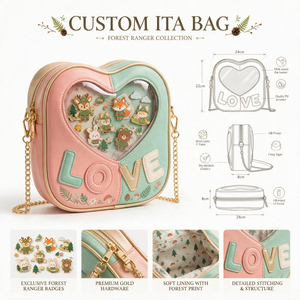 Collection Ita Bag en forme de cœur, sac à bandoulière Ita, sac à main Ita avec fenêtre transparente pour affichage de badges, OEM ODM personnalisé pour collectionneurs d'anime - Product Image 1