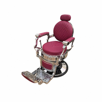 Fauteuil de Barbier Vintage Européen Élégant, Chaise de Coiffure Classique de Luxe au Design Rétro pour Salon de Beauté et Barbier