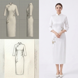 Vestidos <span class=keywords><strong>Cheongsam</strong></span> Qipao para Mujer, Estilo Chino Moderno, Túnicas Formales <span class=keywords><strong>de</strong></span> Satén <span class=keywords><strong>Blanco</strong></span> para Damas - Product Image 1