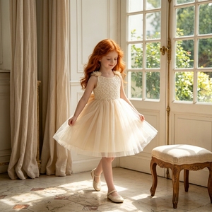 Abito <span class=keywords><strong>da</strong></span> Principessa per <span class=keywords><strong>Bambina</strong></span> di 1 Anno, Stile Compleanno 2026, <span class=keywords><strong>Vestito</strong></span> <span class=keywords><strong>da</strong></span> Festa con Fiocco Posteriore Staccabile - Product Image 6