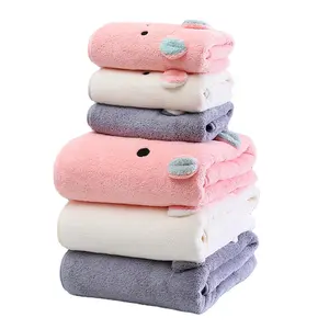 Serviette en velours corail, serviette de bain, épaissie, douce, absorbante et sans perte. Serviette de bain mignonne pour enfants pour hommes et femmes