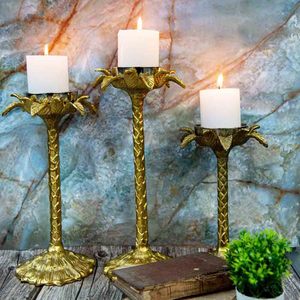 Porte-bougie en aluminium Palm Tree pour décoration de mariage, porte-bougie en aluminium doré de haute qualité pour mariage - Product Image 1