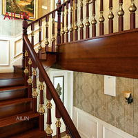 Escalier de style européen clôture villa maison de luxe pince à bois escaliers en aluminium local tyran balustrade en or