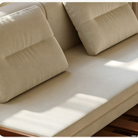 Sofá Cama Moderno de Madera Maciza, Sofá Futón Convertible sin Brazos con Cojín de Lino y Algodón para Espacios Pequeños