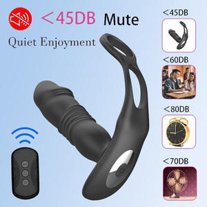 Pengendali jarak jauh Anal Butt Plug Vibrator Dual Cock cincin pria pemijat prostat sexy bergetar THRU dildo aplikasi dioperasikan - Product Image 4