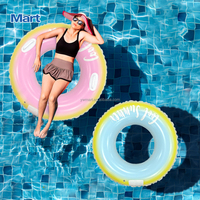 Bouée de natation gonflable Mart Gradient Pastel avec poignées, flotteur de piscine ombré à lettres imprimées, bouée de natation durable en PVC pour adulte